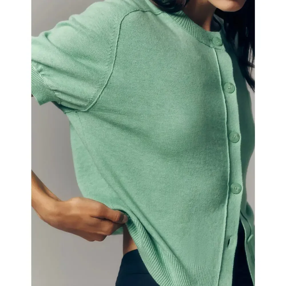 Anthropologie Maeve NEW Short -Sleeve Crew-Neck Cardigan Sweater Size XS - Picture 4 of 10